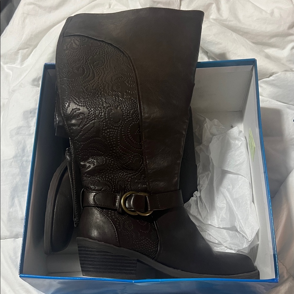 Easy Spirit Dark Brown Heeled Ladies Knee High Boots 6
